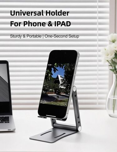 Foldable Adjustable Metal Phone Stand, Carbon Steel Anti-Slip Desk Holder in Kuwait