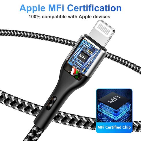 iPhone Charger 4Pack 7inch, [Apple MFi Certified] Short Lightning Cable 7inch, iPhone Charging Cord Fast Charging Cable for iPhone 13 12 Pro Max Mini 11 Pro XS XR X 10 8 7 Plus 6s 6 SE iPad iPod-Grey in Kuwait