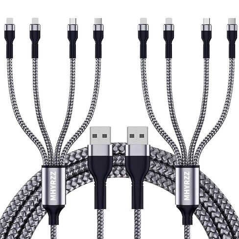4 in 1 Multi Charging Cable Multi USB Fast Charging Nylon Cord (4Ft) in Kuwait