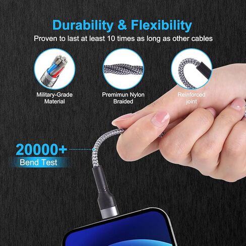 4 in 1 Multi Charging Cable Multi USB Fast Charging Nylon Cord (4Ft) in Kuwait