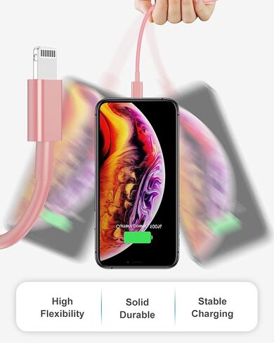 4 Pack [Apple MFi Certified] Apple Charging Cables 6ft, iPhone Chargers Lightning Cable 6 Foot, Fast iPhone Charging Cord for iPhone 14/14Pro/13/13Pro/12/11/11Pro/11Max/ X/XS/XR/XS Max/8, ipad(Pink) in Kuwait