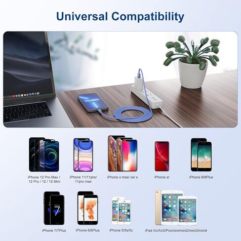 3Pack USB to Lightning Cable 6FT, Fast Charging Cord for iPhone 14 in Kuwait