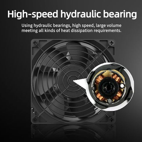 Computer Fan with AC Plug, 120mm Fan Variable Speed Axial Muffin PC Fan with Controller, 220V Small Exhaust Fan, 12V Computer Fans, Case Cooling for PC, Server, Cabinet, Router, Receiver (1 Pack) in Kuwait