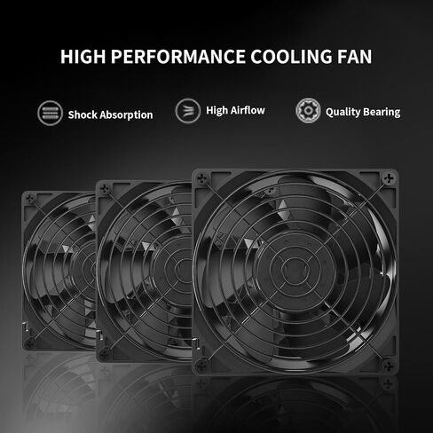 Computer Fan with AC Plug, 120mm Fan Variable Speed Axial Muffin PC Fan with Controller, 220V Small Exhaust Fan, 12V Computer Fans, Case Cooling for PC, Server, Cabinet, Router, Receiver (1 Pack) in Kuwait