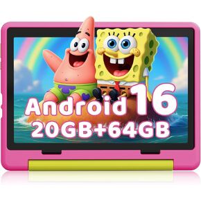 Gleeso Kids Tablet,Android 16 Tablet with HD Display,10.1 inch,Parental Control & Kids Mode, GMS Certified,20GB RAM 64GB ROM,1TB Expandable, 5000mAh Battery, Dual Camera, Protective Case, Pink in Kuwait