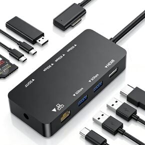 Surface Docking Station, 10-in-1 Surface Pro Dock with 4K@60Hz HDMI, Gigabit RJ45 Ethernet, 3 USB 3.0, 2 USB-C, SD/TF Card Slot, Magnetic Surface Dock for Surface Pro 11/10/9/8/X/7+, Surface Laptop/Go in Kuwait