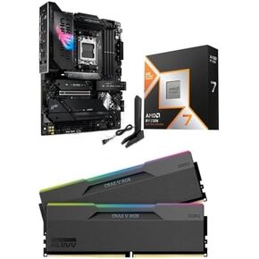 Micro Center 3-in-1 Combo: AMD Ryzen 7 9850X3D CPU Processor with ASUS ROG Strix X870E-E R2 Gaming WiFi ATX Motherboard and KLEVV CRAS V RGB DDR5 32GB (2x16GB) 6000MHz Ram Memory Black in Kuwait