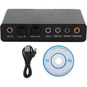 DM HD10 USB 5.1 External Sound Card, Aluminum Alloy Audio Adapter, Supports SPDIF Optical in Out, 6 Channel Analog Output, for Karaoke, Recording, Gaming, PC Laptop Desktop in Saudi Arabia