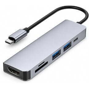 USB C Hub 6-in-1 Multiport Adapter for MacBook Pro/Air, USB C Adapter with 4K HDMI, USB 3.0 Ports, 100W PD Charging, SD/TF Card Reader, Aluminum USB C Docking Station for Laptop in Kuwait