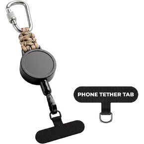 Anti Theft Retractable Steel Phone Lanyard with Carabiner & 360° Tether Tab For Skiing, Hiking, Fishing, Travel. in Saudi Arabia