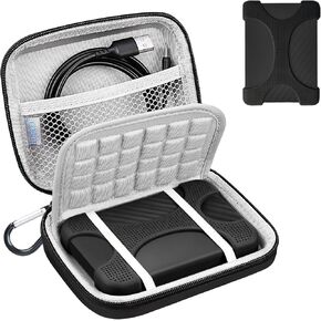 Lacdo Carrying Case for Seagate Portable/Game Drive, WD Elements/My Passport Ultra, Toshiba Canvio Basics/Advance External Hard Drive 3TB 4TB 5TB 6TB Hard EVA Case+Soft Silicone Cover Protective,Black in Kuwait