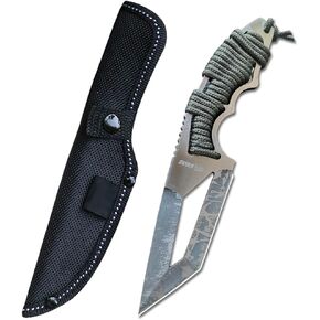 8.07" Fixed Blade Hunting Knife with Nylon Sheath, Survival Knife,Full Tang Bowie Knife with Paracord Handle,For Hunting, Camping,Bushcraft,Man Woman Gift(Black) in Kuwait