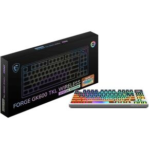 msi Forge GK600 TKL Wireless Sky - Mechanical Linear SWITCHES - Dye-Sublimated PBT Keycaps, Anti-Slip Base, RGB LED, USB 2.0, Bluetooth, 2.4 GHz - Tenkeyless in Kuwait