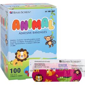 Henry Schein Kids Animal Print Spot Adhesive Bandage, 7/8", Sterile, 100 Ct in Kuwait