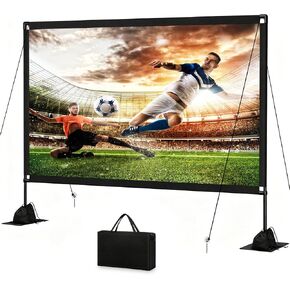 120inch Outdoor Projector Screen with Stand, 16:9 4K HD Portable Wrinkle-Free Projection Screen, Front/Rear Indoor Outdoor Movie Screen with Carry Bag for Home Theater, Backyard and Camping in Saudi Arabia