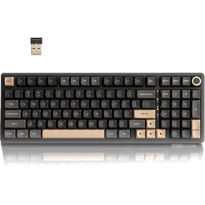 RK ROYAL KLUDGE R98 Pro Wireless Mechanical Keyboard, Creamy Bluetooth/2.4GHz/Wired RGB Gaming Keyboard with Number Pad and Knob, MDA Profile PBT Keycaps, Gasket Hot Swappable Linear Switch, Black in Kuwait