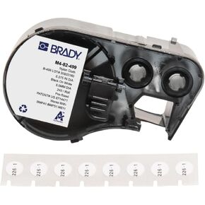 Brady Nylon Cloth Pre-Sized Labels for Label Printer BMP41/BMP51/BMP53/M511-240 Self Adhesive Printer Labels - Waterproof Tape Printer Labels - Black on White (9.53mm ⌀) - M4-82-499 in Kuwait