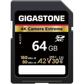 【5-Years Data Recovery】 GIGASTONE 64GB SD Card, 4K Camera Extreme, Speed Up to 160MB/s, UHS-I A2 V30 U3 SDXC Memory Card High Speed UHD Video Compatible with Digital Camera, with 1 Mini case in Kuwait