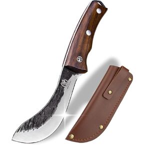 Forged Wide Skinning Knife - Handmade Viking Boning Bushcraft Blade for Hunting and Kitchen - Full Tang with Wooden Handle - Gift for Chefs Hunters Home resturant and Outdoors Enthusiasts in Kuwait