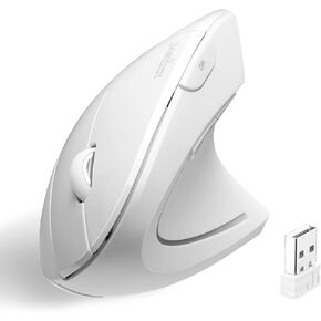 Perixx PERIMICE-713W Wireless Ergonomic Vertical Mouse - 2.4G Spec with USB Receiver - On/Off Switch - 6 Buttons Right Handed Design - White in Kuwait