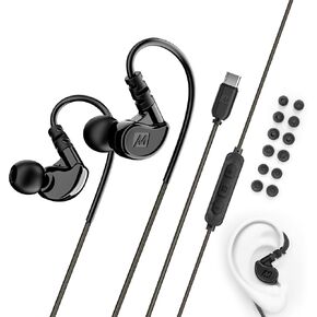 MEE audio M6 Sport Wired Earbuds, Noise Isolating In Ear Headphones, Sweatproof Earphones for Running/Gym/Workouts with Dynamic Enhanced Bass Sound, Memory Wire Earhooks, 3.5mm Jack Plug (Clear) in Kuwait