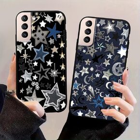 2 Pack Cool Star Phone Case for Samsung Galaxy A15 5G 6.5",Cute Silver Stars Aesthetic Y2K Cases Trendy Design Cover for Women Men Girls,Black Silicone Shockproof Protective Funda for Samsung A15 5G in Kuwait