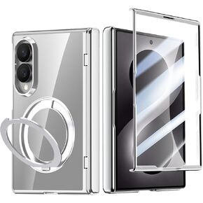 for Samsung Galaxy Z Fold 8 (Wide) Clear Case with Magnetic Ring Stand, [Compatible Magsafe] Built in Screen Protector Full Coverage Hinge Protection Cover Slim Case for Z Fold 8 Gold in Kuwait