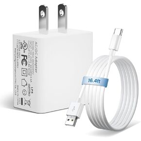 UL 5V 2A 10W USB Portable Wall Charger with 10FT/3M USB C Cable, AC DC Adapter Universal Travel Plug, Power Supply for Security Cameras, Speakers, and More Type-C Enabled Devices-White in Saudi Arabia