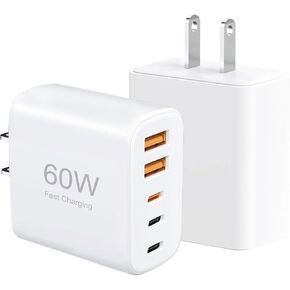 [2-Pack] 60W Multi-Port USB-C Fast Charging Module, 5-Port Wall Charger, Compatible with iPhone 17/16/15/14/13/Pro Max/Plus Series, iPad, Samsung S25/S24/S23, and Other Devices in Kuwait