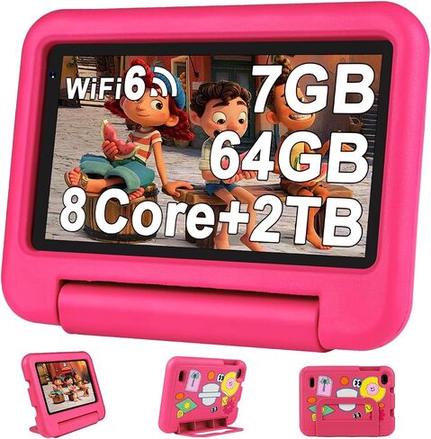 Oangcc 7 Inch Tablet Android 13 Tablets, Wi-Fi 6, BT 5.0, 7GB RAM+ 64GB ROM (TF 2TB) | 3500mAh | 1024 x 600 Pixels | EVA Proof Case (Blue) in Kuwait