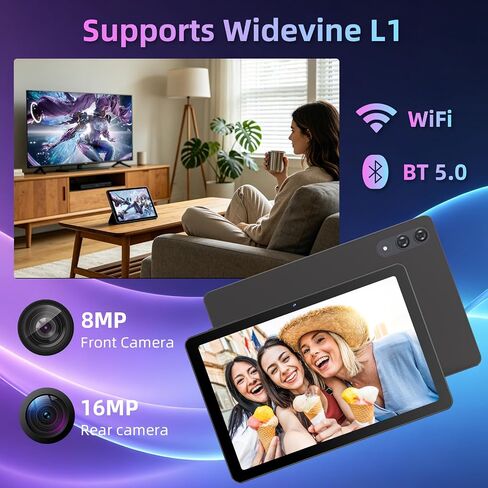 11 inch Tablet with Keyboard,Android 16 Tablet with Octa Core Processor,32GB+156GB (1TB Expand),1920x1200 IPS HD Touchscreen,8MP+16MP Dual Camera,Widevine L1,8000mAh , WiFi/GPS,Case Included(Blue)-ZZ in Kuwait