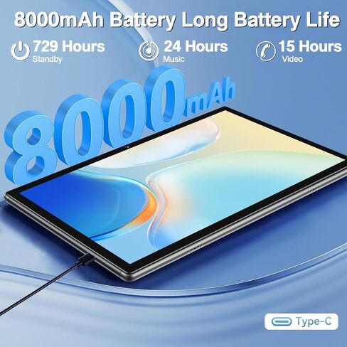 Oangcc Tablet Android 13 Tablets 10 Inch 14GB RAM 128GB ROM 2TB Expand with Keyboard, Mouse, Case, 8000mAh Battery, Octa-Core, GPS, 5G/2.4G Wi-Fi, BT5.0, IPS HD Display (Gray) in Kuwait