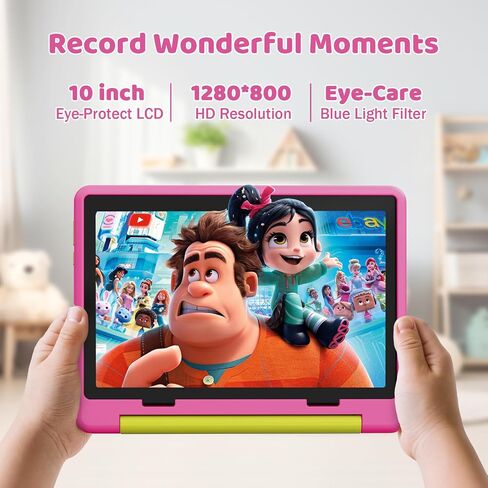 Gleeso Kids Tablet,Android 16 Tablet with HD Display,10.1 inch,Parental Control & Kids Mode, GMS Certified,20GB RAM 64GB ROM,1TB Expandable, 5000mAh Battery, Dual Camera, Protective Case, Pink in Kuwait