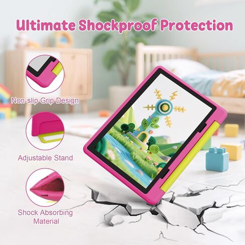 Gleeso Kids Tablet,Android 16 Tablet with HD Display,10.1 inch,Parental Control & Kids Mode, GMS Certified,20GB RAM 64GB ROM,1TB Expandable, 5000mAh Battery, Dual Camera, Protective Case, Pink in Kuwait
