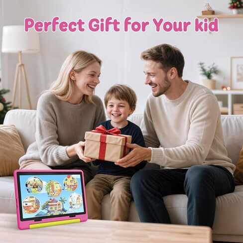 Gleeso Kids Tablet,Android 16 Tablet with HD Display,10.1 inch,Parental Control & Kids Mode, GMS Certified,20GB RAM 64GB ROM,1TB Expandable, 5000mAh Battery, Dual Camera, Protective Case, Pink in Kuwait