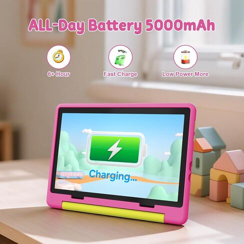 Gleeso Kids Tablet,Android 16 Tablet with HD Display,10.1 inch,Parental Control & Kids Mode, GMS Certified,20GB RAM 64GB ROM,1TB Expandable, 5000mAh Battery, Dual Camera, Protective Case, Pink in Kuwait