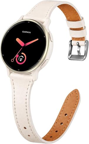 20mm Slim Leather Strap Compatible with Garmin Vivoactive 6 Watch Bands/Vivoactive 5/3/3 Music/Venu Sq 2, Quick Release Thin Wristband for Forerunner 55/165/245/645/570-42mm Women Men in Kuwait