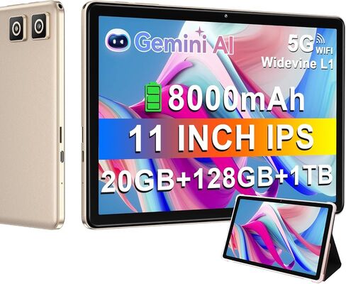 DMOAO 11 inch Android Tablet 16GB+256GB Tablets with 1TB Expand, Octa-Core 2000 * 1200 2K FHD Display 13MP Camera, 8600mAh, Quad Speakers, 5G WiFi, Split Screen Support (Gray with Case) in Kuwait