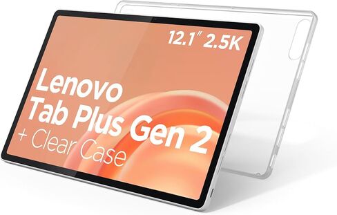 Lenovo Tab Plus Gen 2 - Entertainment Tablet and Clear Case - 12.1″ 2.5K IPS Touch Display - 120Hz - MediaTek Dimensity 7400 CPU - 8GB Memory - 256GB UFS Storage - Integrated Arm Mali-G615 MC2 GPU in Kuwait