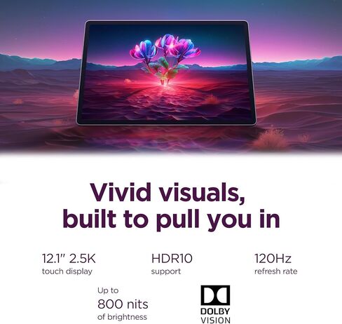Lenovo Tab Plus Gen 2 - Entertainment Tablet and Clear Case - 12.1″ 2.5K IPS Touch Display - 120Hz - MediaTek Dimensity 7400 CPU - 8GB Memory - 256GB UFS Storage - Integrated Arm Mali-G615 MC2 GPU in Kuwait
