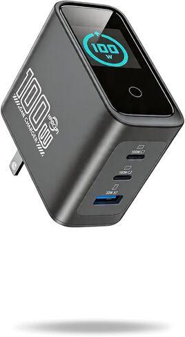 100w USB C Charger with Smart Display, 3-Port GaN Laptop Fast Charger Block in Saudi Arabia
