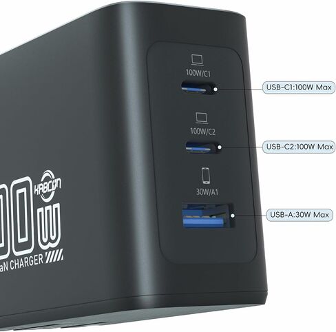 100w USB C Charger with Smart Display, 3-Port GaN Laptop Fast Charger Block in Saudi Arabia