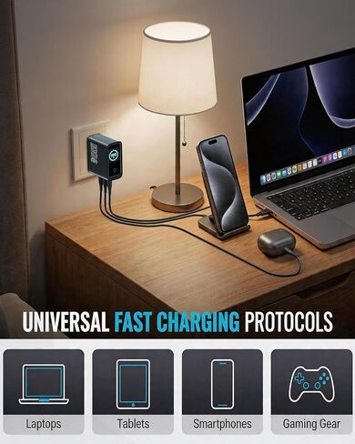100w USB C Charger with Smart Display, 3-Port GaN Laptop Fast Charger Block in Saudi Arabia