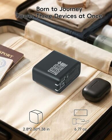 100w USB C Charger with Smart Display, 3-Port GaN Laptop Fast Charger Block in Saudi Arabia