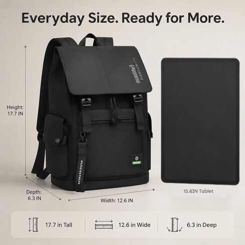 SUN EIGHT 17.3" Backpack for Men, Water-resistant Travel Backpack, Black in Kuwait