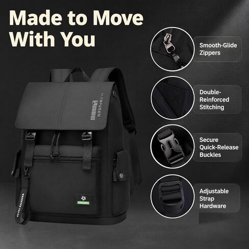 SUN EIGHT 17.3" Backpack for Men, Water-resistant Travel Backpack, Black in Kuwait