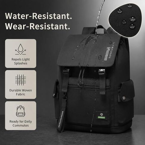 SUN EIGHT 17.3" Backpack for Men, Water-resistant Travel Backpack, Black in Kuwait