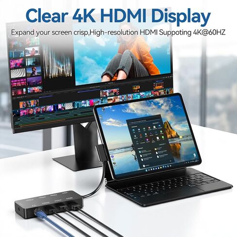 Surface Docking Station, 10-in-1 Surface Pro Dock with 4K@60Hz HDMI, Gigabit RJ45 Ethernet, 3 USB 3.0, 2 USB-C, SD/TF Card Slot, Magnetic Surface Dock for Surface Pro 11/10/9/8/X/7+, Surface Laptop/Go in Kuwait