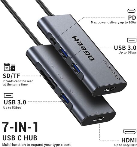 USB Docking Station,QGeeM Triple Monitor DisplayLink Docking Station for Laptop with HDMI,VGA,100W PD Charging,Gigabit Ethernet,SD/TF Reader,5 USB Ports,Compatible with MacBook,Dell,HP,Lenovo in Kuwait