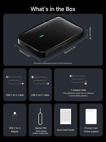 Wireless CarPlay & Android Auto Adapter, AI Box Support YouTube/Netflix in Kuwait